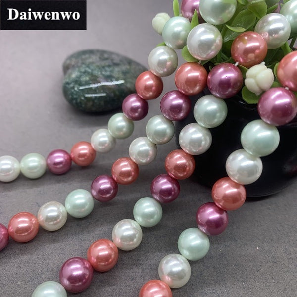 Perles de perles de coquille d'océan blanc violet placage multicolore 6-12mm bricolage rond en vrac