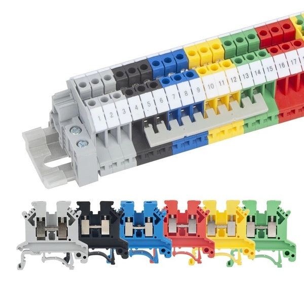 UK2.5B Six Color Universal Screw Feed-through Strip Plug Wire Electrical Connector Din Rail Terminal Block UK 2.5