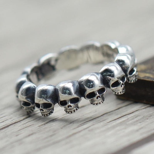 Anneaux de crâne en métal plaqué argent rétro à la mode pour hommes Hip Hop Rock Party Punk anneaux bijoux d'Halloween