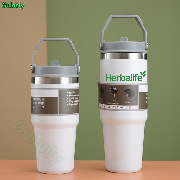 Herbalife - bouteille et tasse à poignée Portable, avec paille, Macaron isolé, tasse en filet