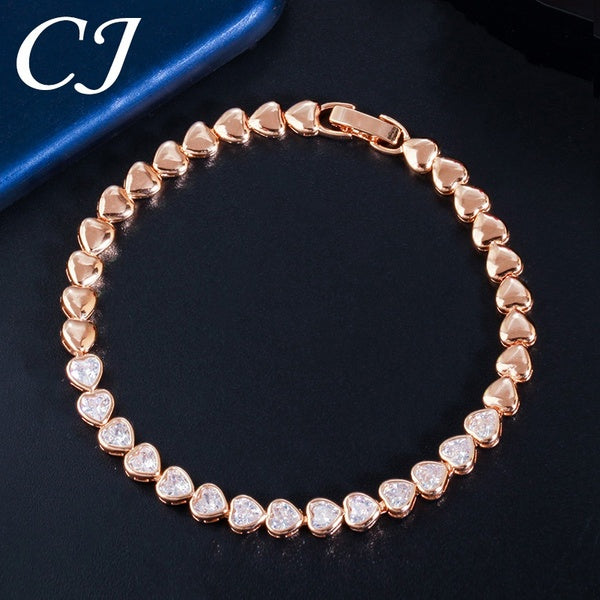 CANDICE Chic Mini charme forme de coeur zircon cubique Tennis Bracelet bracelets pour femmes filles couleur or délicats bijoux cadeaux