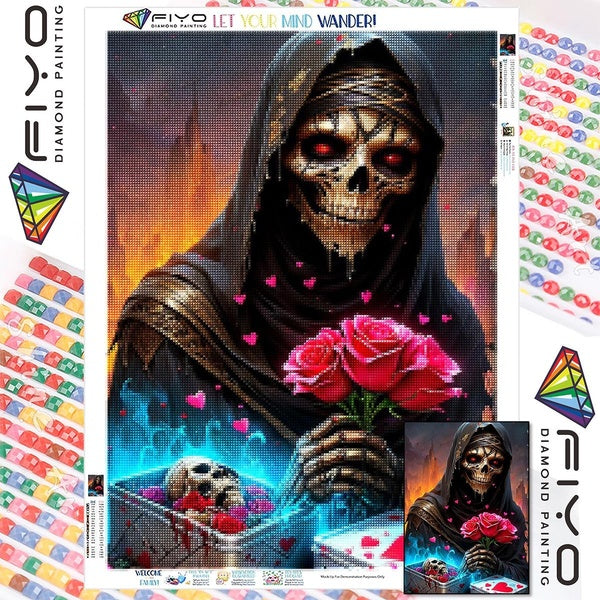 FIYO DIY 5D Deadly Love Diamond Painting Full Drill with Number Kits Home and Kitchen Fashion Mosaic Diamond Painting Canvas Wall Decoration Gift Cra