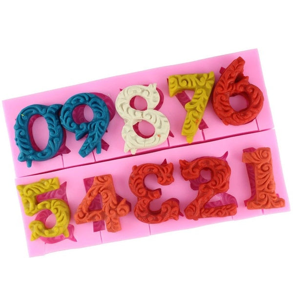 2pcs-set 0-9 Number Lollipop Silicone Mold for Cake Candy Fondant Mould DIY Kitchen Baking Supplies