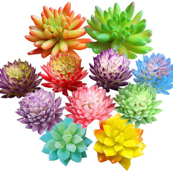 11PCS Assorted Multicolor Artificial Succulent Plants Faux Fake Succulents Textured Cactus Aloe Succulent in Different Artificial Hanging String of P