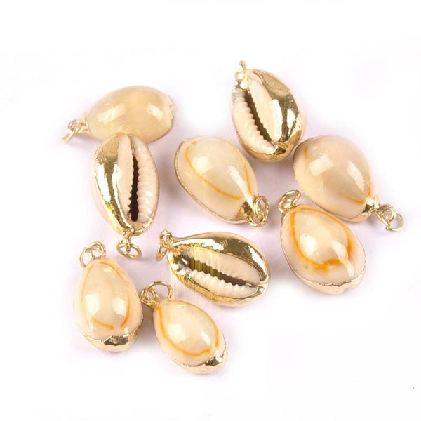 15-22mm Natural Shell Gold Plated Nautical Home Decor For Jewelry DIY Handmade Charms Pendant Ornaments Seashells 5pcs TRS0273