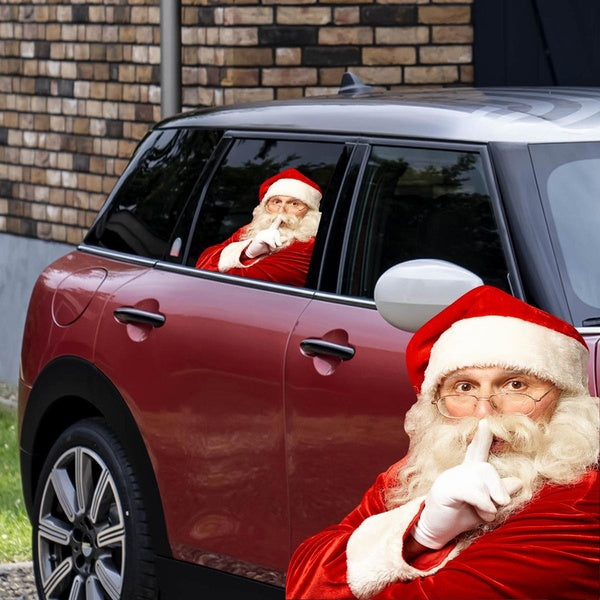 1Pc-2Pcs 3D Santa Car Sticker, Merry Christmas Decorations for Car Decals Gifts