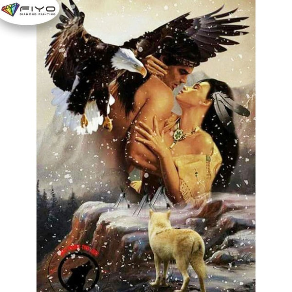 FIYO Animal and Human DIY 5D Diamond Painting Full Drill with Number Kits Home and Kitchen Fashion Mosaic Diamond Painting Canvas Wall Decoration Gif