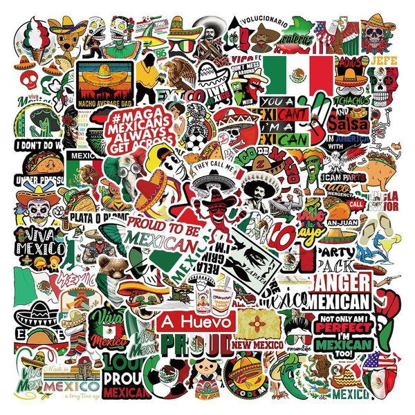 10-50-100Pcs Hot Mexican Style Series Waterproof Cartoon Graffiti Stickers Mobile Phone Guitar Water Cup Refrigerator Skateboard Suitcase Laptop Moto