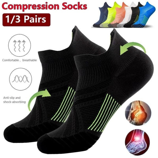 1-2-3 Pairs Short Stockings Ankle Compression Sock Fast Dry Fashion Sports Outdoor Run Striped Breathable Comfortable Women Men Resistant Socks