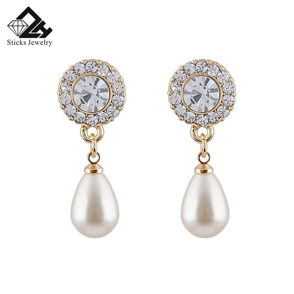 Nouvelle Arrivée Goutte D'eau Femmes Dangle Boucles D'oreilles Élégante Perle Eardrop Français Charmante Dame Simple Coréen Bijoux