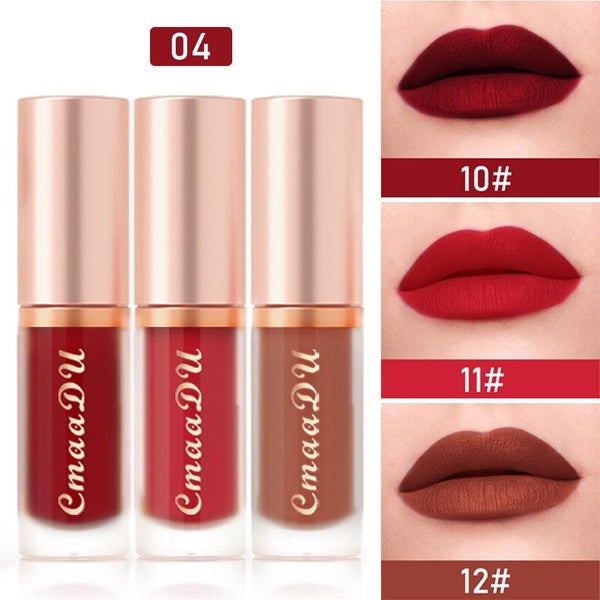 CmaaDu 3Pcs-Set Fashion Boy Bait Nude Matte Lipstick Gloss Makeup Silky-Smooth Long Lasting Liquid Lip stick Lipgloss Cosmetic