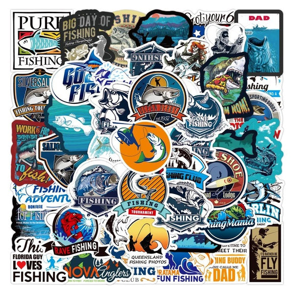 10-50Pcs Go Fishing Stickers Outdoor Fishing Graffiti Stickers for DIY Luggage Laptop Skateboard Motorcycle Bicycle Stickers