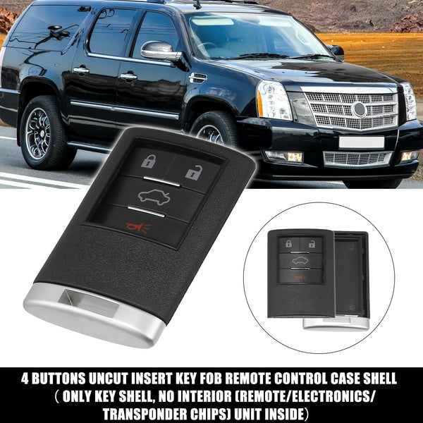 4 Button Replacement Key Fob Case Keyless Entry Remote Key Shell for Cadillac DTS STS 2008-2010 for CTS 2008-2013 OUC6000066 without Blade No Chip