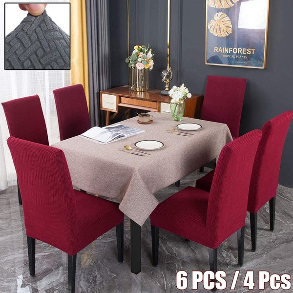 Thicken Jacquard Knitted Chair Cover Removable Anti-dirty Seat Protector Wedding Party Banquet Dining Room Home Decor