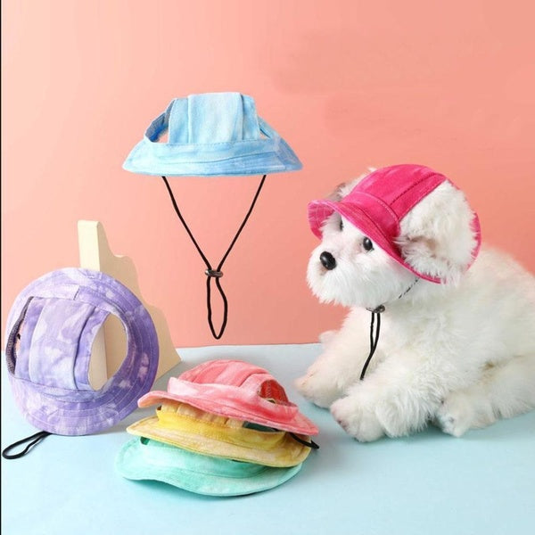 Pet Dogs Bucket Hat With Ear Holes Sunproof Baseball Hat For Large Medium Small Dogs Summer Dog Sun Hat Tie Dye Outdoor Hiking Hat