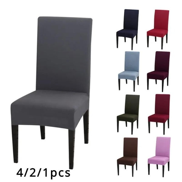 1-2-4pcs Solid Color Chair Cover, Elastic Restaurant Seat Cover, Washable Restaurant Wedding Chair Protective Cover, 10 Colors