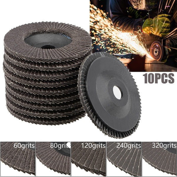 10 pièces 4 pouces - 100mm meule abrasive disque de ponçage à lamelles oxyde d'aluminium 60 grains - 80 grains - 120 grains - 240 grains - 320 grains