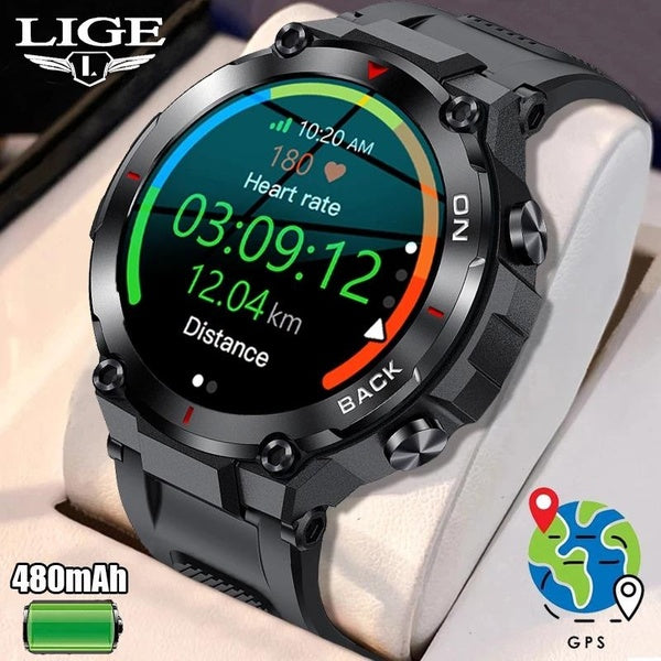 2023 LIGE nouvelle montre intelligente avec suivi GPS hommes femmes 480 mAh batterie montre de sport de plein air Fitness Tracker Bracelet surveillan