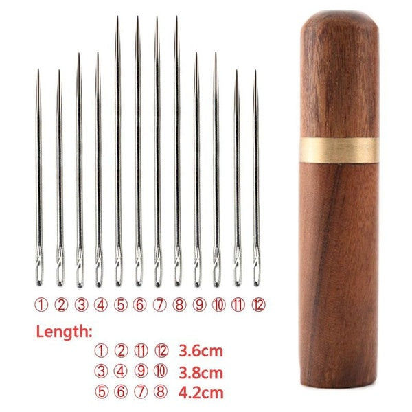 12 Pcs-set Elderly Sewing Needles Side Direct Threading Needle DIY Needlework Kit Stainless Steel Sewing Needless Threading Hand Household Sewing