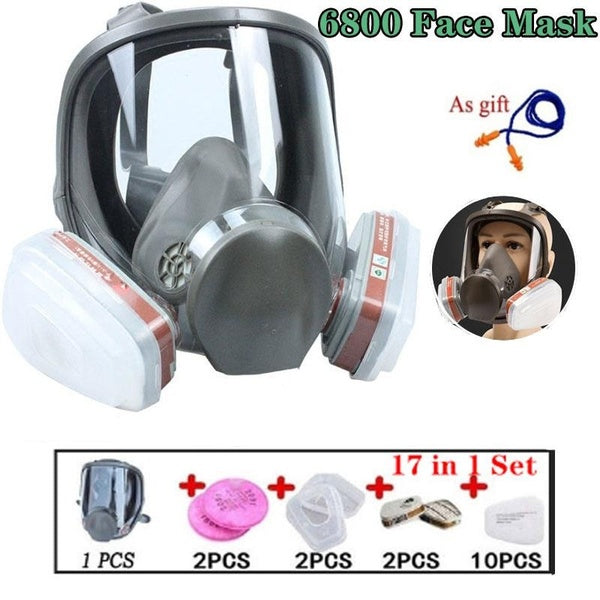 17 In 1 Painting Spraying Safety Respirator 6800 Gas Mask Full Face Mask Facepiece Respirator
