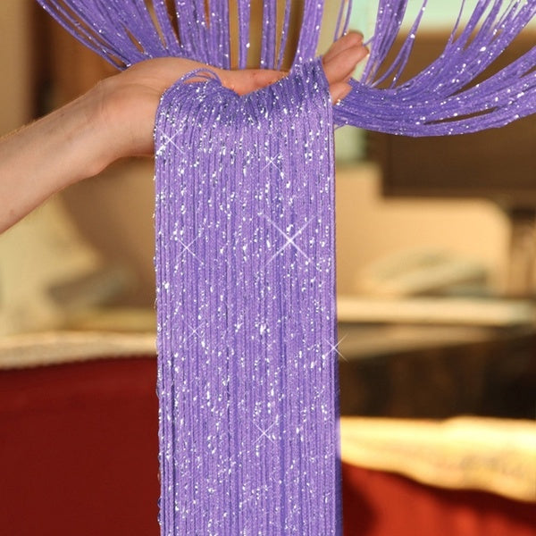 1pcs 200cm X 100cm 13 Colors Decorative Curtain Silver Silk Tassel String Door Window Living Room Divider Curtain Valance