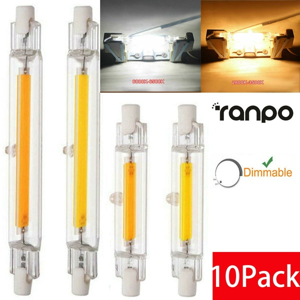 10Pcs Dimmable Flood Light Bulbs LED 78mm 118mm R7s COB Light Bulbs 6W 12W 15W 25W Ceramics Tube J78 Spotlight Lamp 110V 220V Energy Saving