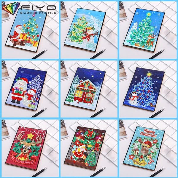 Diamond Painting Notebook Diamond Christmas DIY Art Christmas Cover Notebook A5 Art Journal Sketchbook Notepad for Men Women Birthday Gift Crafts Pai