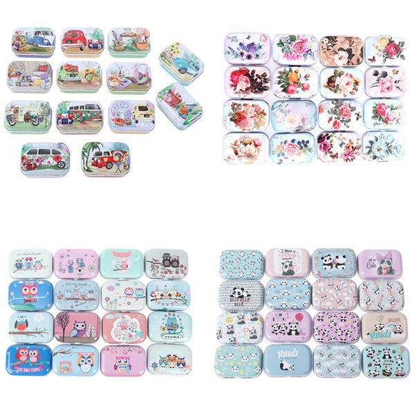 Cartoon Mini Owl Flower Panda Car Tin Box Small Jewelry Trinket Needle Candy Storage Case Coin Earrings Boxes