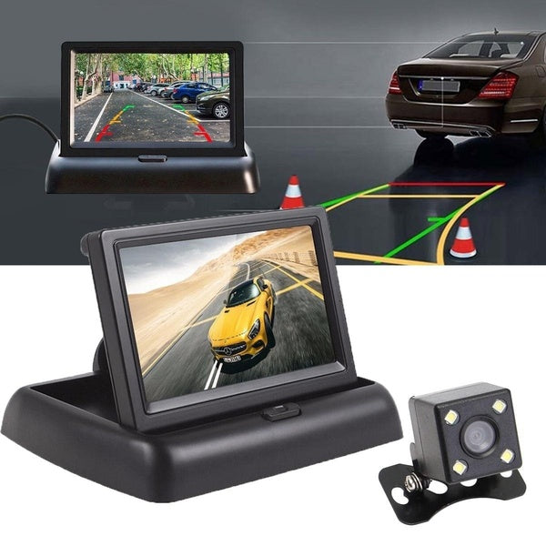 NEW 4.3 HD Foldable LCD Car Auto Rearview Display Monitor + Car Vehicle Reverse Backup Parking Camera Car Electronics Reversing Radar