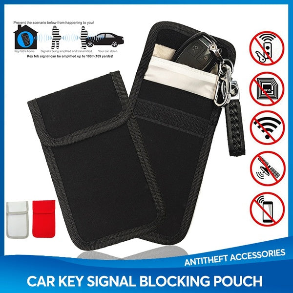 Pochette de blocage de signal de clé de voiture en toile anti-vol anti-magnétique anti-balayage sans clé pour clé de voiture, sac de blocage RFID pou