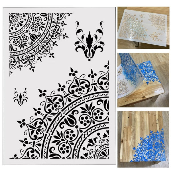 1PC DIY Mandala Stencil For Wall Painting Scrapbooking Stamping Album Decorative Embossing Paper Card Flower Template