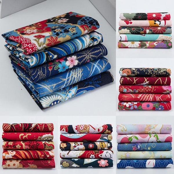 5pcs 20X25cm Japanese Cotton Printed Patchwork Fabric Quilting Material for Sewing Dolls and Bags Accessories