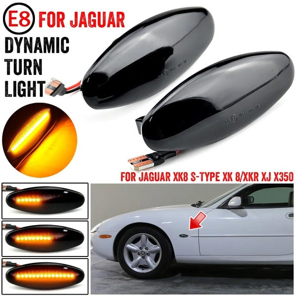 For Jaguar S-Type 1999-2007 XK8 XKR 1996-2005 XJ X350 2003-2006 LED Turn Signal Side Marker Light Dynamic Indicator Blinker Lamp