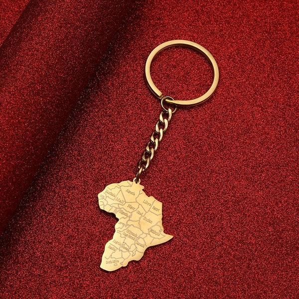Porte-clés en acier inoxydable pour femmes, carte de l'afrique, nom du pays, bijoux Nigeria, Congo, Ghana, soudan, somalie