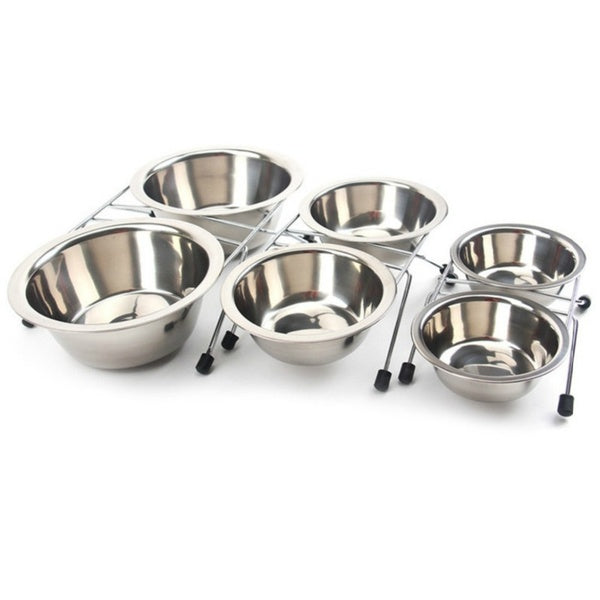 Double Dog Bowls Durable Stainless Steel Dog Food Dish Anti Slip Removable Puppy Cat Feeders Food Water Bowl