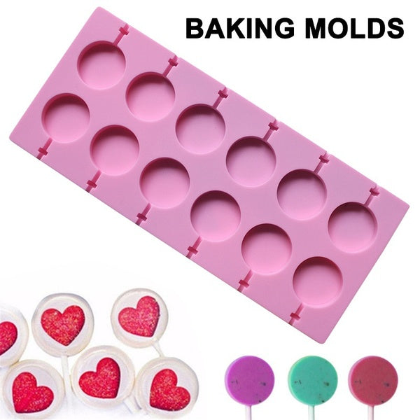Round Shape Silicone Mold Lollipop Mould Home DIY Chocolate Candy Baking Tool