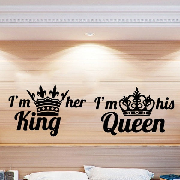 Romantic King Queen For Bedroom Decor Wall Sticker Baby Room Decoration Stickers Home Decor Mural Vinyl Wall Decal..