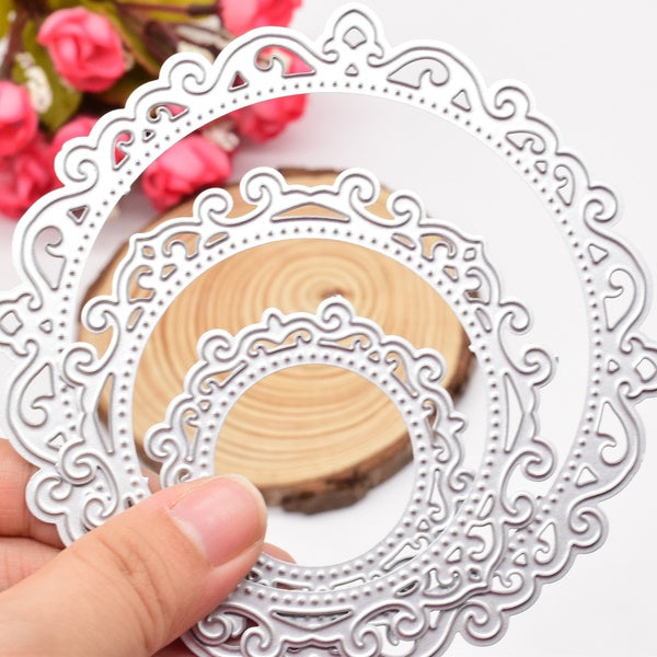 Circle Lace Frame Cutting Dies Background Metal Die Cuts for DIY Scrapbooking Album Card Making Paper Crafts