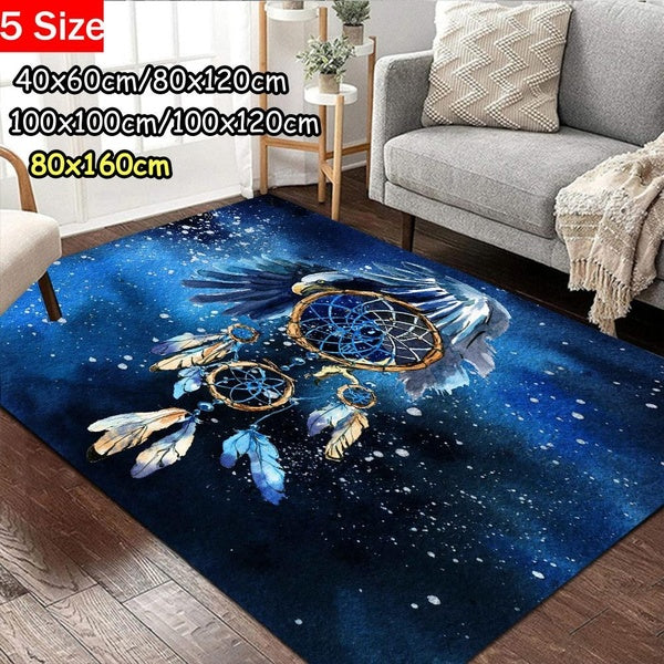 3D Blue Dream Catcher Pattern Area Rug for Living Room Bedroom Area Rugs Kids Room Decor Carpet Home Hallway Floor Mat 5 Sizes:40x60-80x120-100x100-1