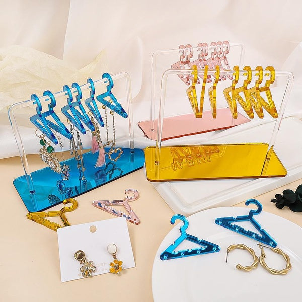 8pcs Coat Hanger Polymer Clay Soft Pottery Earrings Stand Organizer Hanger Shape Tabletop Jewelry Display Holder for Earring