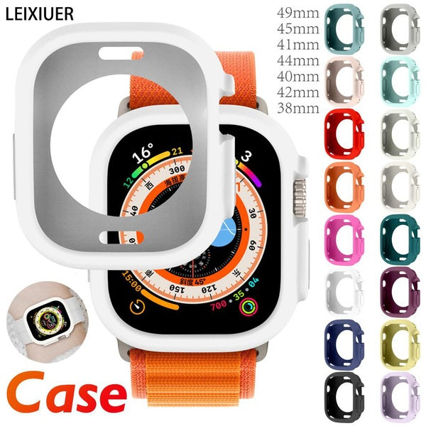 LEIXIUER Coque polyvalente en silicone souple pour Apple Watch Ultra 2-Ultra 49 mm 9 8 7 41 mm 45 mm 44 mm 40 mm 42 mm 38 mm Smartwatch Protection d'