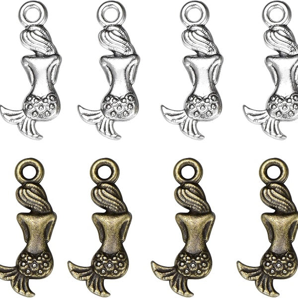 50pcs Charms Mermaid Antique Tibetan Silver Pendant Finding Accessories DIY Vintage Choker Necklace (mermaid 50pcs)