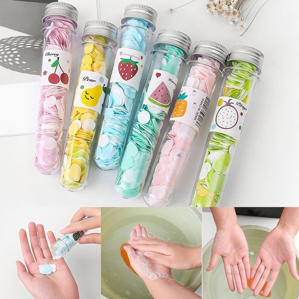 Portable Mini Flower Paper Soap Slice Case Random Color Body Hands Washing Bath Confetti Dish Foaming for Travel Cleaning