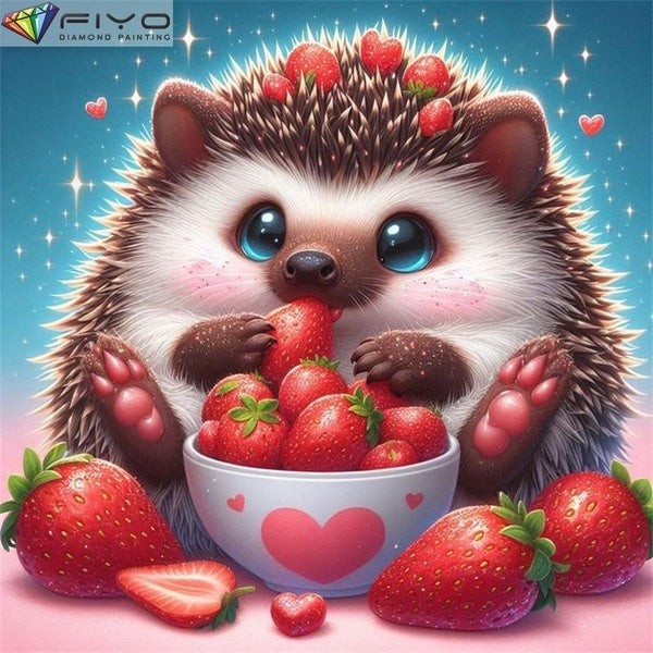 FIYO Strawberry Hedgehog DIY 5D Diamond Painting Full Drill with Number Kits Home and Kitchen Fashion Mosaic Diamond Painting Canvas Wall Decoration