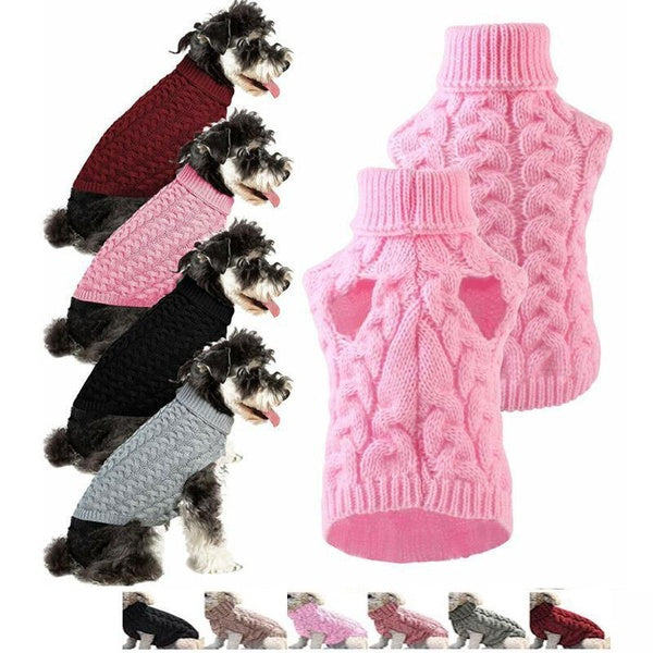Warm Pet Knitting Sweater, Winter Dog Clothes,Pet Jumper Knitwear Clothes Puppy Cat High Collar Sweater Coats,Sweaters for Small Dogs-Medium Dogs,