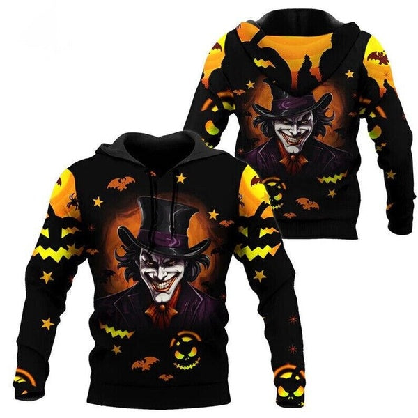 Joker Sacry Pumpkin Bats Spooky Night Halloween 3D HOODIE