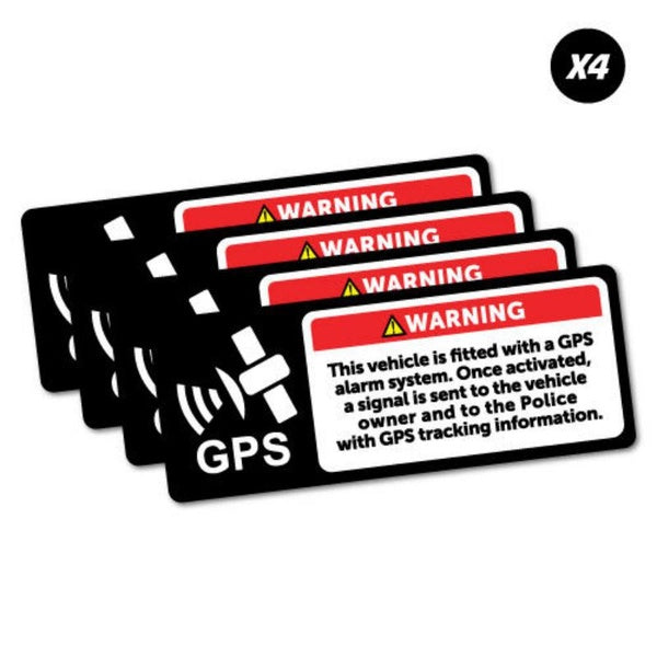 4x Warning GPS Alarm System Sticker Decal Safety Sign Car Vinyl