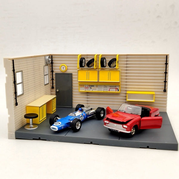 1-43 Scale Aurora Garage Diorama Scene Model Maintenance Toys Gifts yellow (not include model cars)