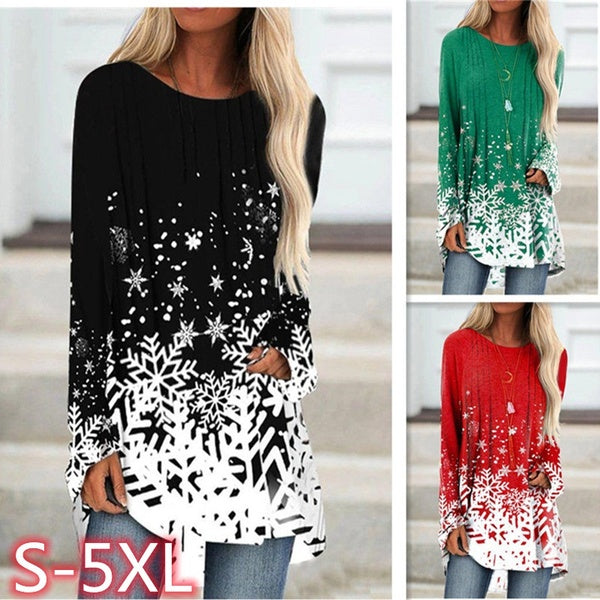 Women's Fashion Autumn and Winter Clothes Casual O-neck Long Sleeve Tops Ladies Loose Tunic T-shirts Cotton Floral Printed Blouses Plus Size Pullover