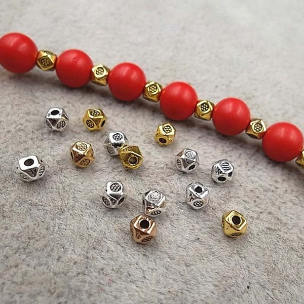 100pcs-lot Tibetan Silver-Gold Craved Small Spacer Beads 3.5mm Bracelet Necklace Metal Charms For DIY Beading Jewelry Making